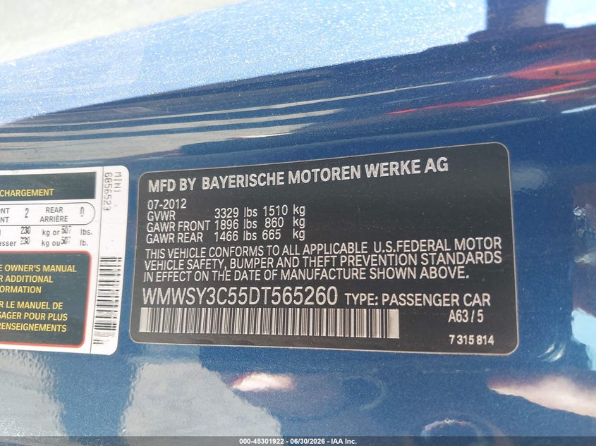2013 MINI ROADSTER CABRIO 1.6L I-4 DI, DOHC, VVT, TURBO, 181HP