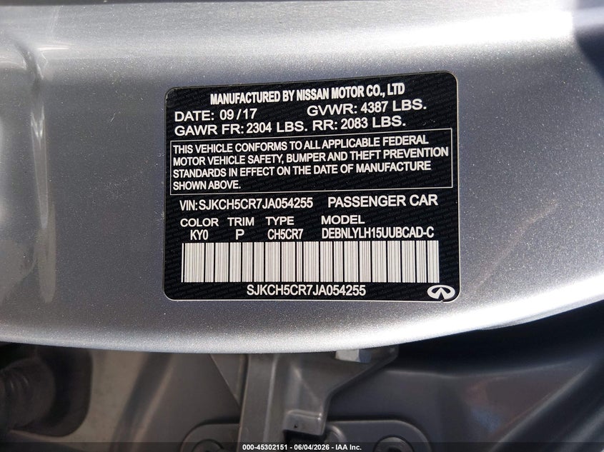 2018 Infiniti Qx30 Premium VIN: SJKCH5CR7JA054255 Lot: 45302151