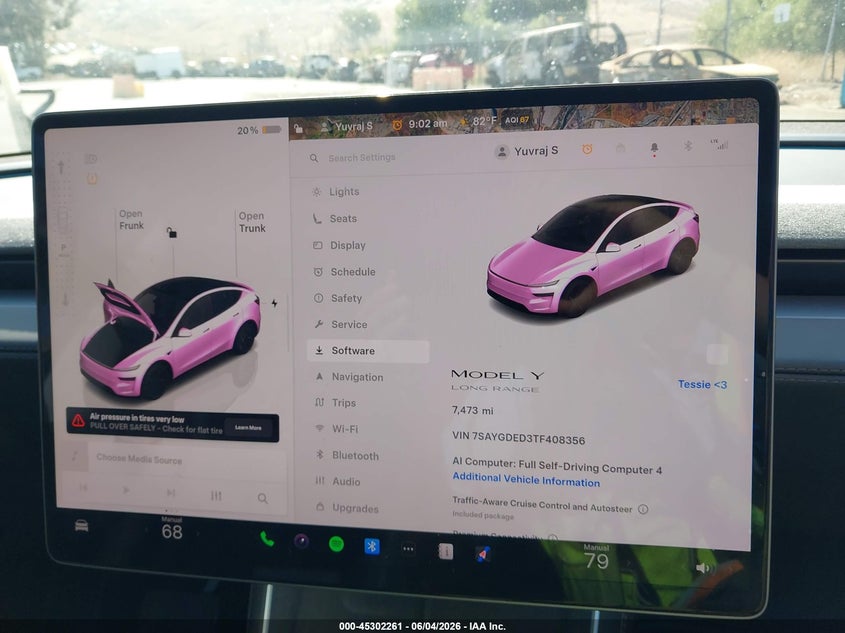 2026 Tesla Model Y Premium Rear-Wheel Drive/Rear-Wheel Drive VIN: 7SAYGDED3TF408356 Lot: 45302261