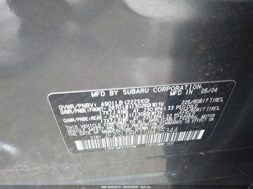 2025 SUBARU FORESTER SPORT UTILITY VEHICLE 2.5L H-4 DI, DOHC, VVT, 180HP