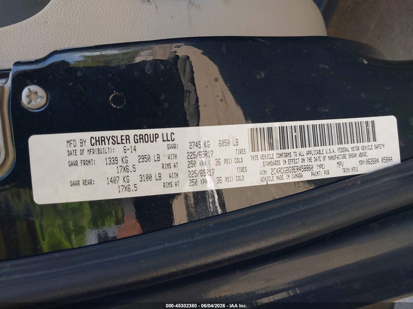 2014 Dodge Grand Caravan American Value Pkg VIN: 2C4RDGBG9ER458860 Lot: 45302380