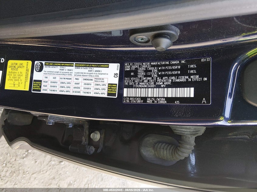 2022 LEXUS RX 3.5L V6 FI DOHC 24V (VIN: 2T2HZMDA0NC340891