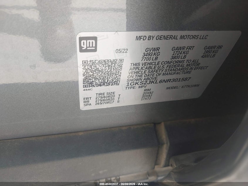 2022 GMC YUKON SPORT UTILITY VEHICLE 6.2L V-8 DI, VVT, 420HP