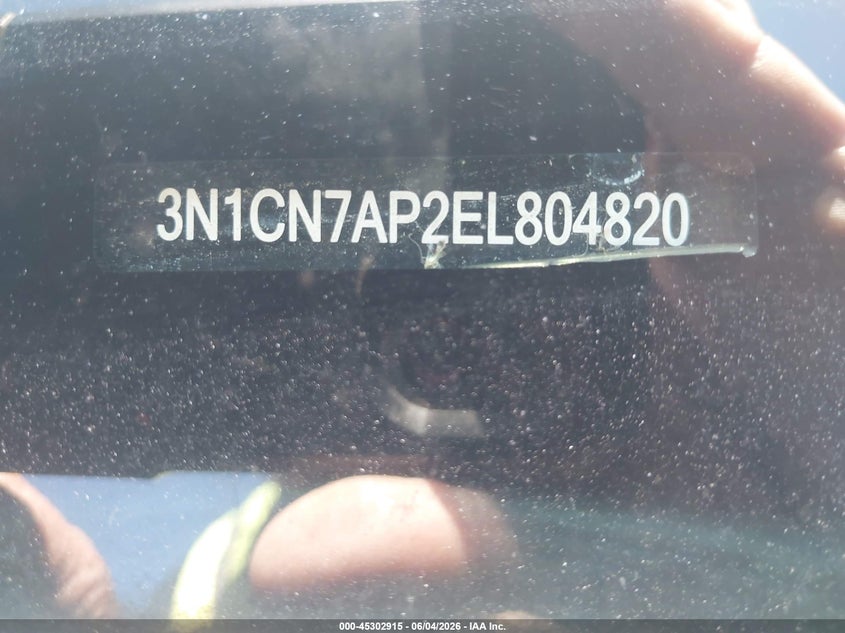2014 Nissan Versa 1.6 Sv VIN: 3N1CN7AP2EL804820 Lot: 45302915
