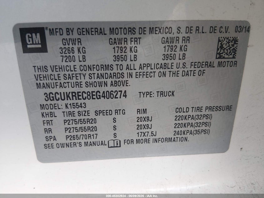 2014 CHEVROLET SILVERADO TRUCK 5.3L V-8 DI, VVT, 355HP