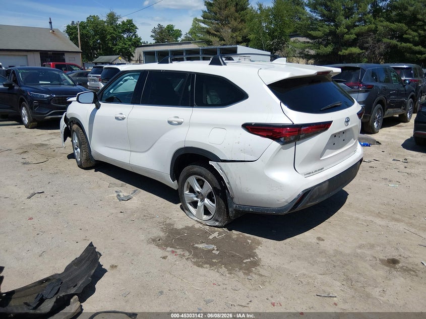Vin: 5tdbzrbh0ms135343, lot: 45801005, toyota highlander le 20213