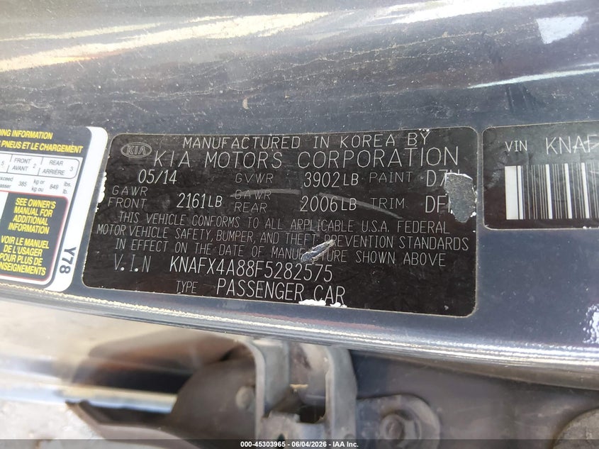 2015 Kia Forte Ex VIN: KNAFX4A88F5282575 Lot: 45303965