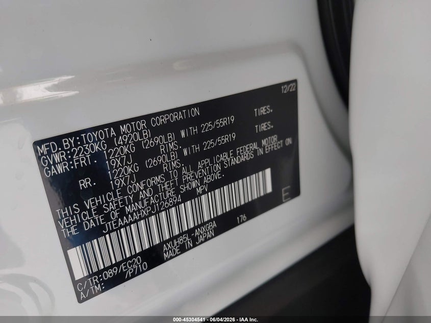 2023 Toyota Venza Xle VIN: JTEAAAAHXPJ126894 Lot: 45304541