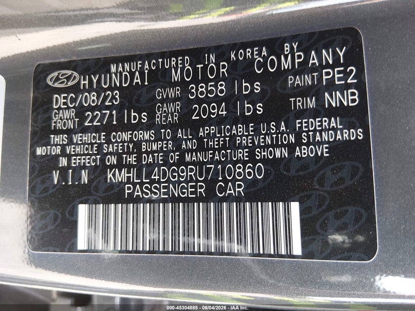 2024 Hyundai Elantra Se VIN: KMHLL4DG9RU710860 Lot: 45304885