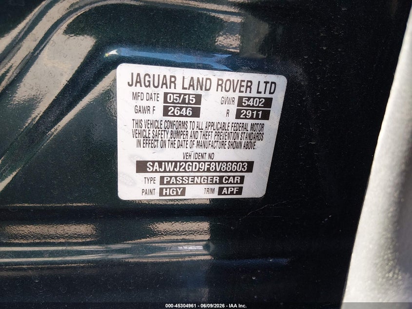 2015 JAGUAR XJ SEDAN 3.0L V-6 DI, DOHC, VVT, SUPERCHARGER, 340HP