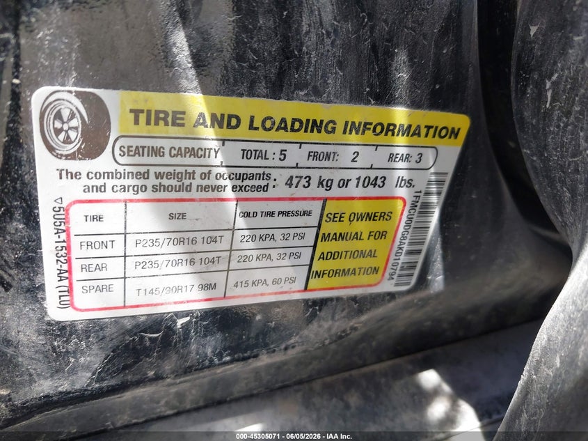 FORD ESCAPE 2010 VIN 1FMCU0DG8AKD10794