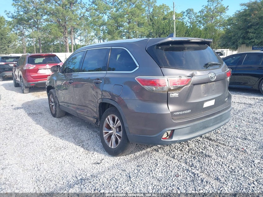 Vin: 5tdkkrfh8fs055371, lot: 45803472, toyota highlander xle v6 20153