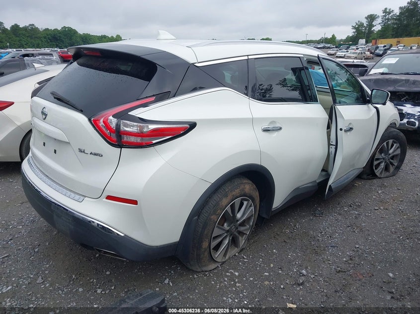 Vin: 5n1az2mh8gn165051, lot: 45804099, nissan murano sl 20164