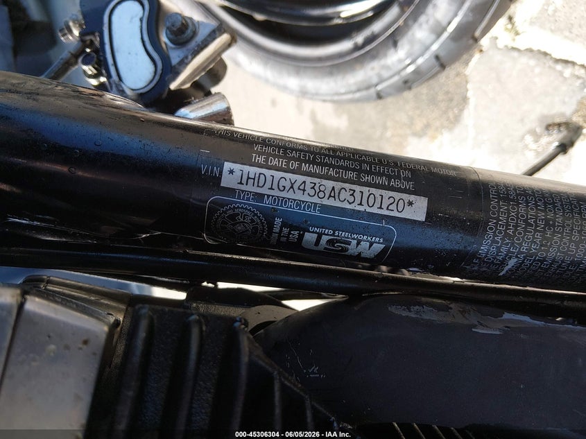 2010 Harley-Davidson Fxdb VIN: 1HD1GX438AC310120 Lot: 45306304