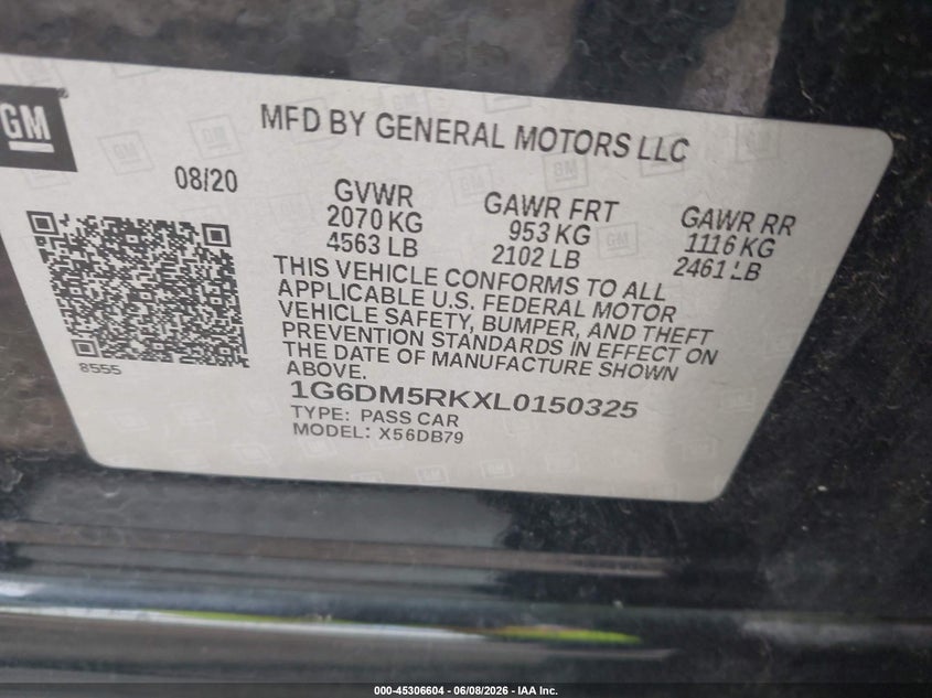 2020 Cadillac Ct5 Luxury VIN: 1G6DM5RKXL0150325 Lot: 45306604