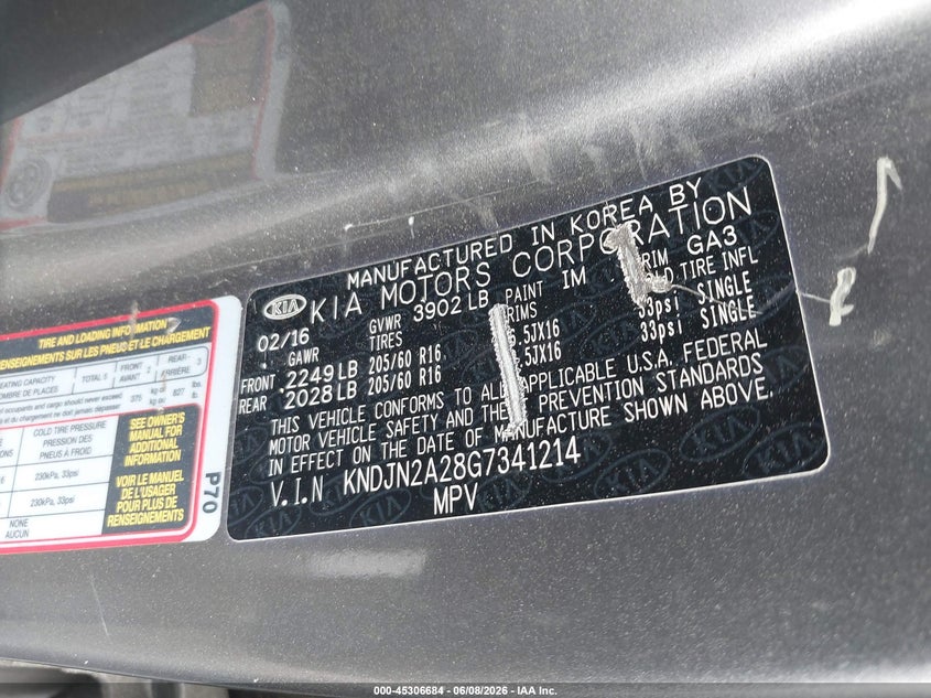 2016 KIA SOUL HATCHBACK 1.6L I-4 DI, DOHC, VVT, 130HP