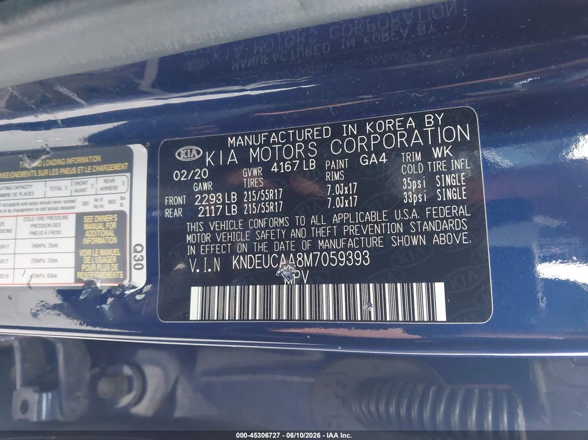 2021 Kia Seltos S VIN: KNDEUCAA8M7059393 Lot: 45306727