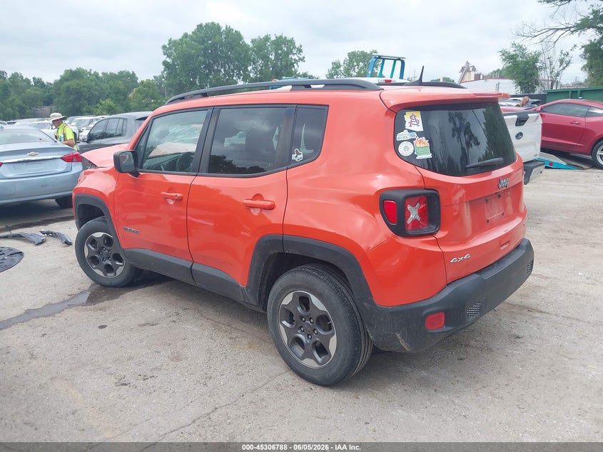Vin: zaccjbab1jph31134, lot: 45804651, jeep renegade sport 4x4 20183
