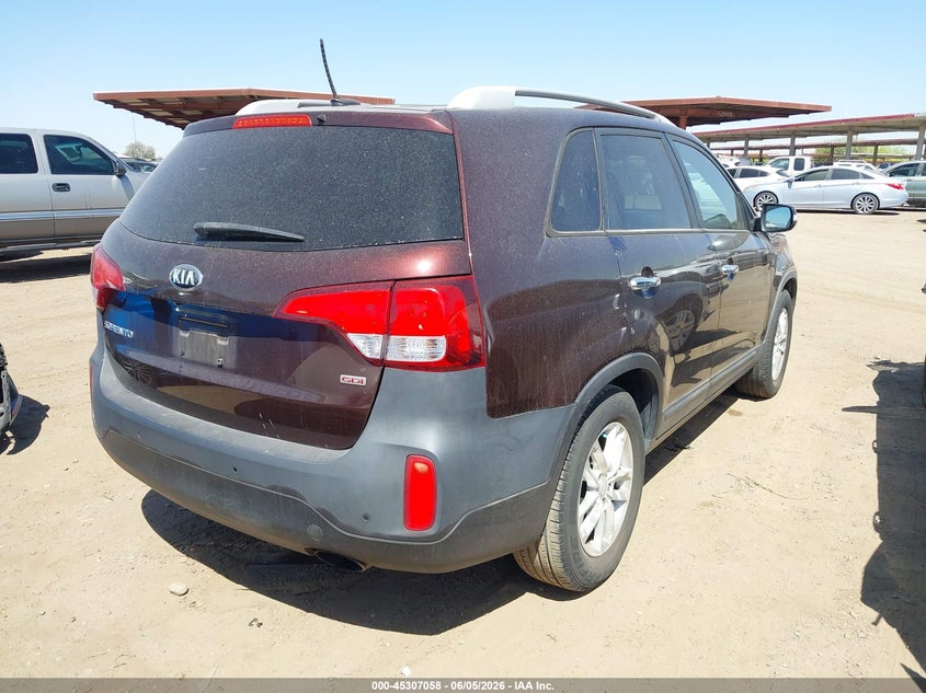 Vin: 5xykt4a65fg624941, lot: 45804921, kia sorento lx 20154