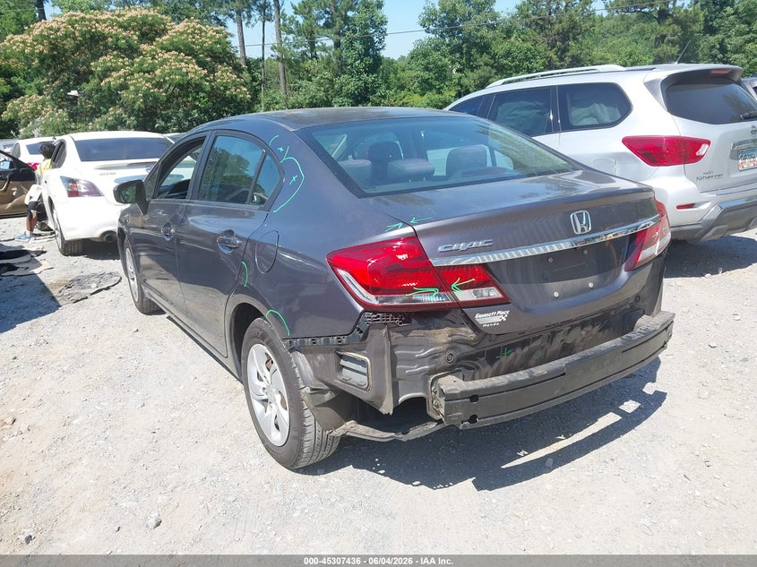 Vin: 19xfb2f51ee269965, lot: 45805321, honda civic lx 20143