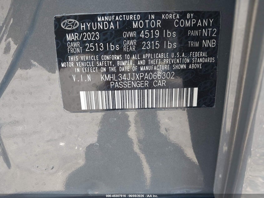 2023 Hyundai Sonata Hybrid Sel VIN: KMHL34JJXPA066302 Lot: 45307516