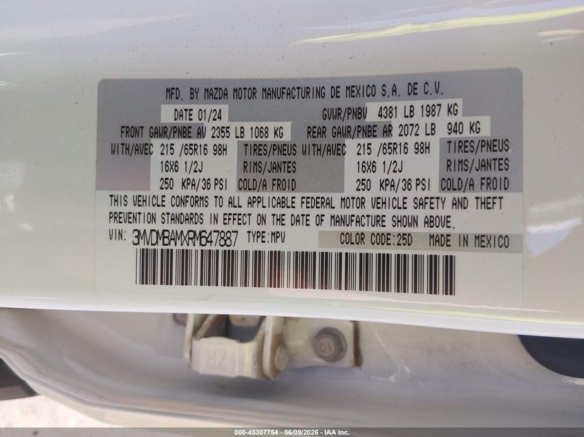 2024 Mazda Cx-30 2.5 S VIN: 3MVDMBAMXRM647887 Lot: 45307754