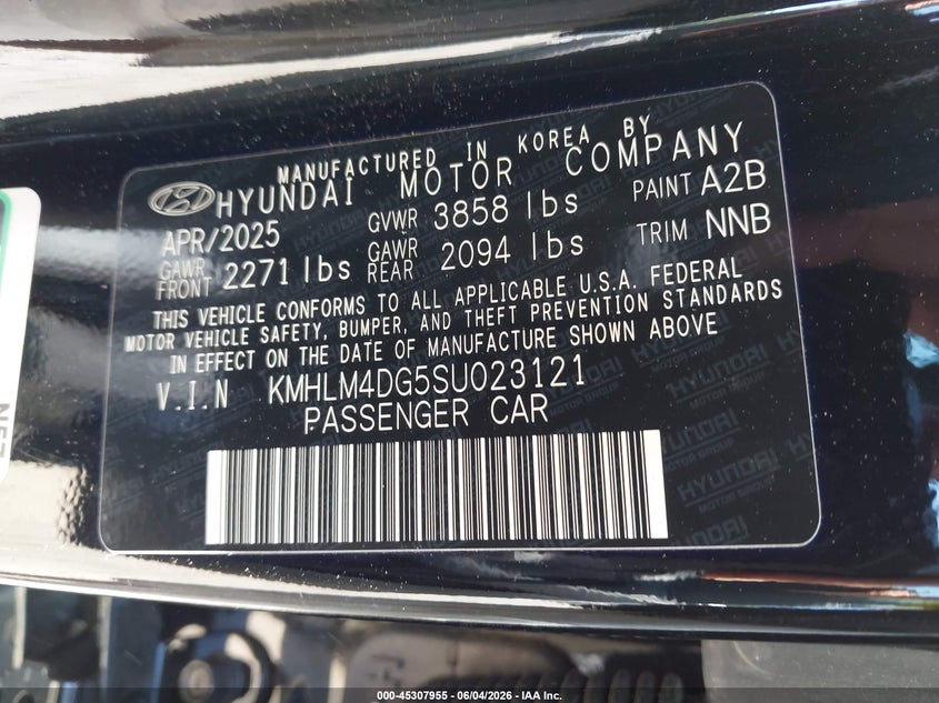 2025 Hyundai Elantra Sel Sport VIN: KMHLM4DG5SU023121 Lot: 45307955