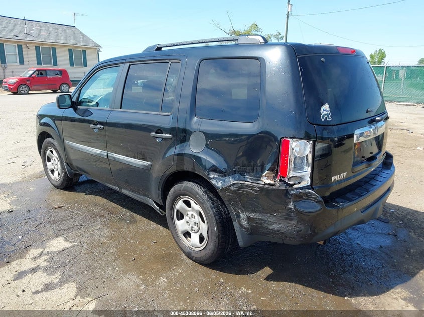 Vin: 5fnyf3h23db041951, lot: 45805951, honda pilot lx 20133