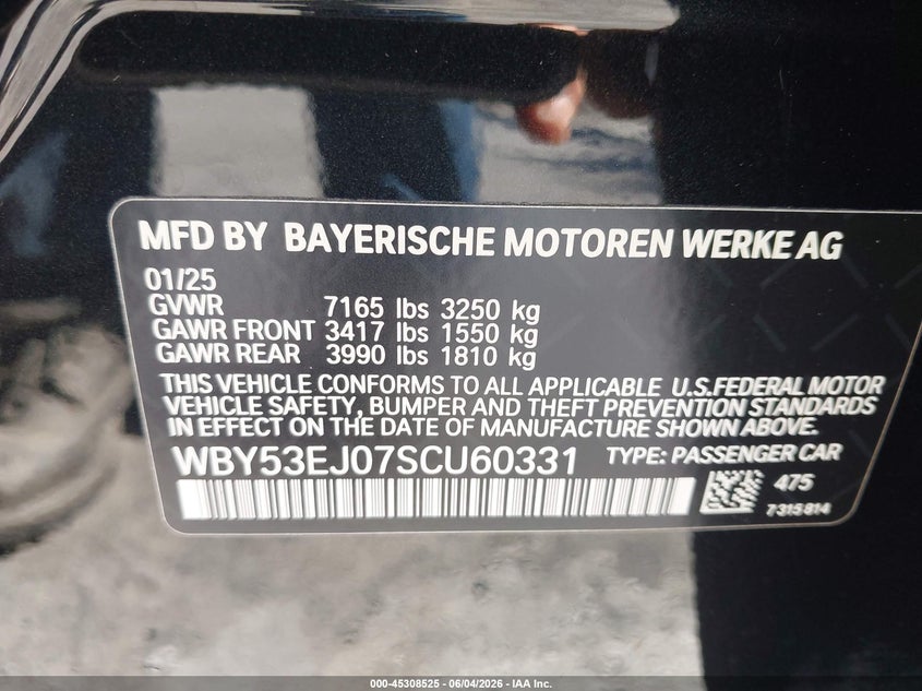 2025 BMW I7 SEDAN ELECTRIC
