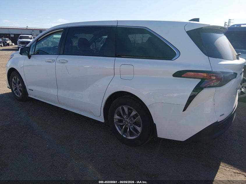 Vin: 5tdkskfc8ms016112, lot: 45806446, toyota sienna le 20213