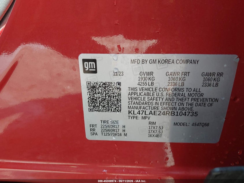 2024 Buick Envista Preferred Fwd VIN: KL47LAE24RB104735 Lot: 45308974