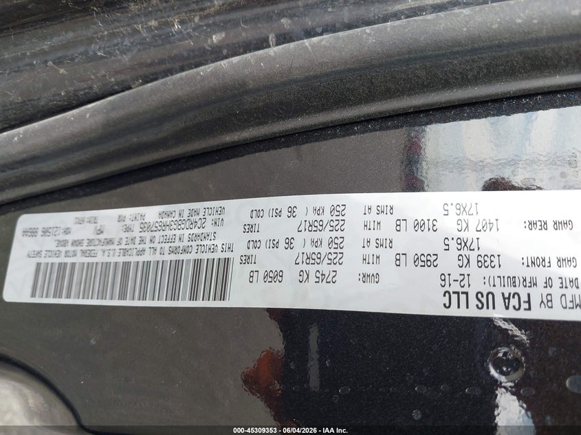 2017 Dodge Grand Caravan Se VIN: 2C4RDGBG3HR657035 Lot: 45309353