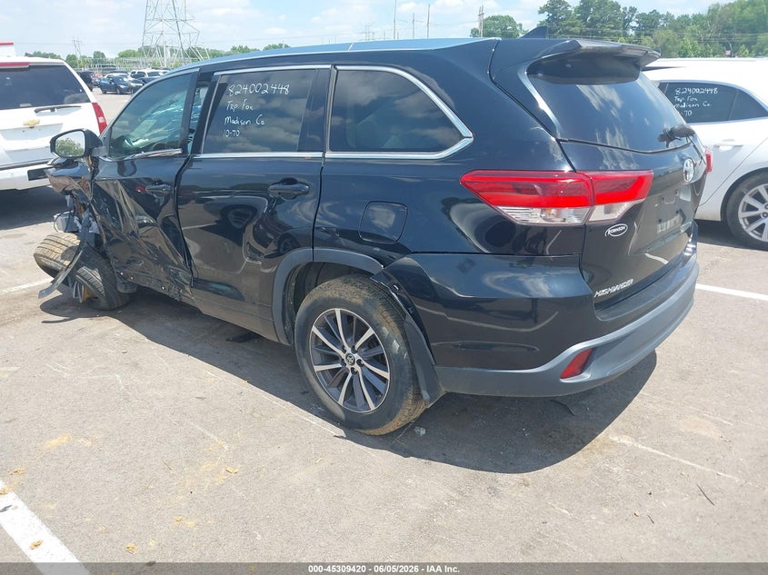 Vin: 5tdkzrfh4hs509338, lot: 45807400, toyota highlander xle 20173
