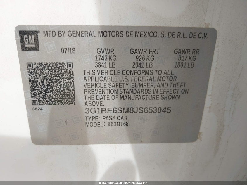 2018 CHEVROLET CRUZE HATCHBACK 1.4L I-4 DI, DOHC, VVT, TURBO, 153HP