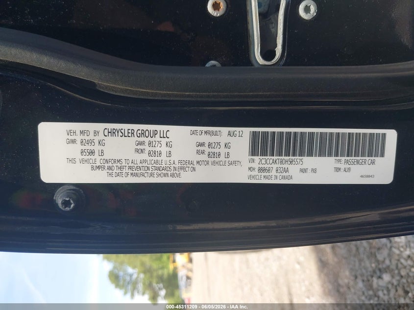 2013 Chrysler 300C Awd VIN: 2C3CCAKT0DH505575 Lot: 45311209