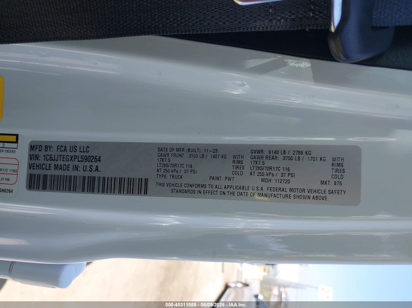 2023 Jeep Gladiator Mojave 4X4 VIN: 1C6JJTEGXPL590264 Lot: 45311589