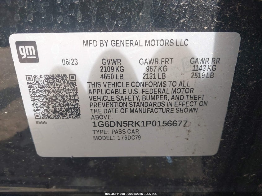 2023 Cadillac Ct5 Premium Luxury VIN: 1G6DN5RK1P0156677 Lot: 45311998