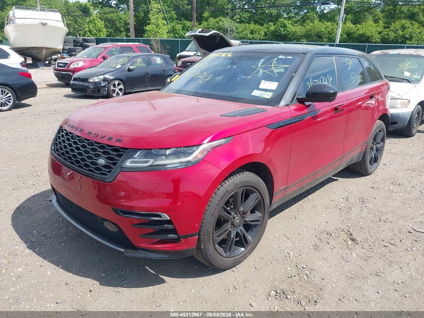 Vin: salyl2rx1ja773599, lot: 45810893, land rover range rover velar p250 se r-dynamic 20182