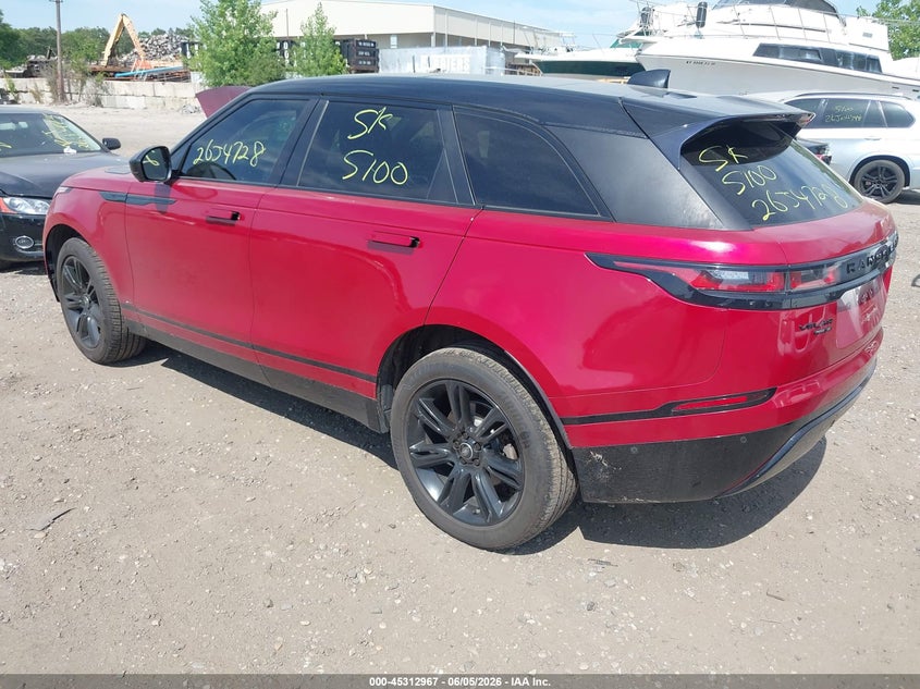Vin: salyl2rx1ja773599, lot: 45810893, land rover range rover velar p250 se r-dynamic 20183