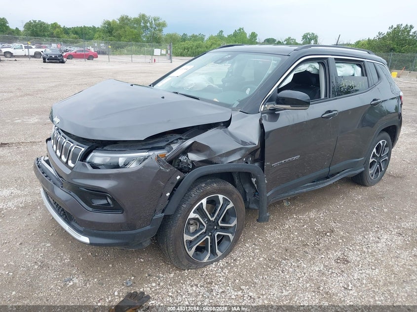 Vin: 3c4njdcbxnt185790, lot: 45811020, jeep compass limited 4x4 20222
