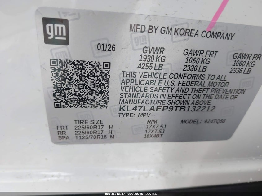 2026 Buick Envista Preferred Fwd VIN: KL47LAEP9TB132212 Lot: 45313847