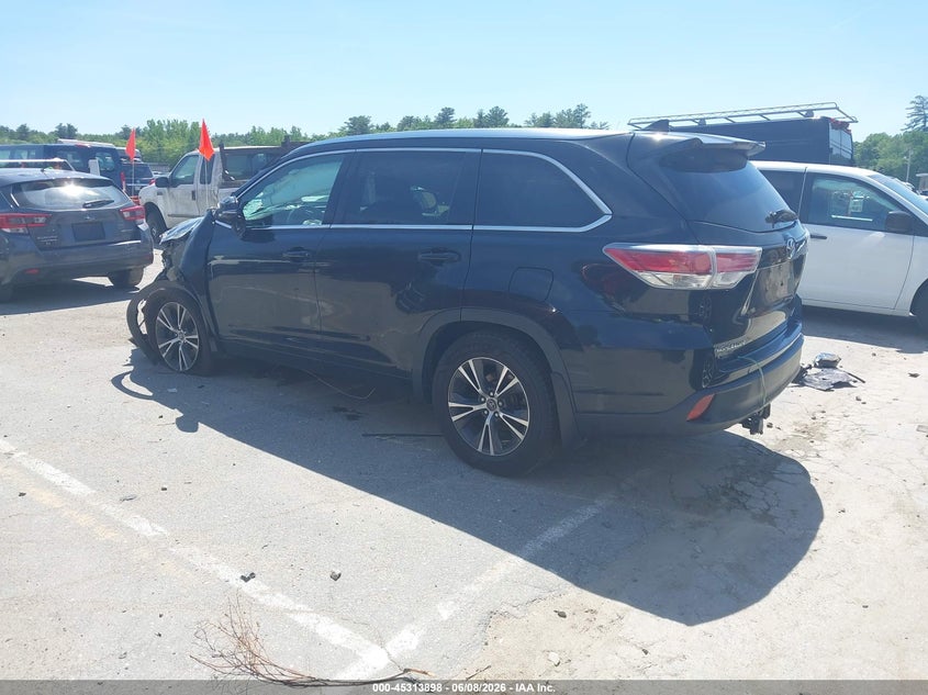 Vin: 5tdjkrfh0gs278470, lot: 45811824, toyota highlander xle v6 20163
