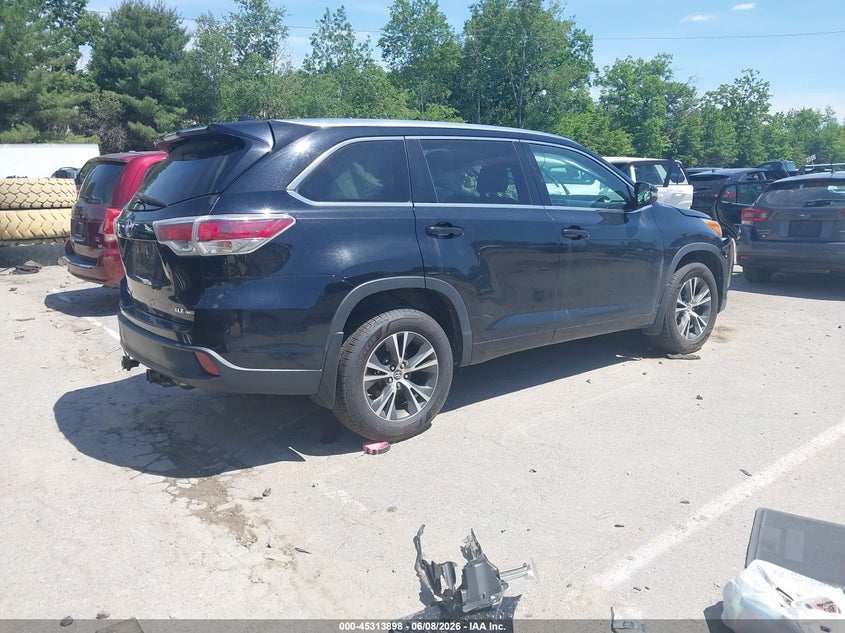 Vin: 5tdjkrfh0gs278470, lot: 45811824, toyota highlander xle v6 20164
