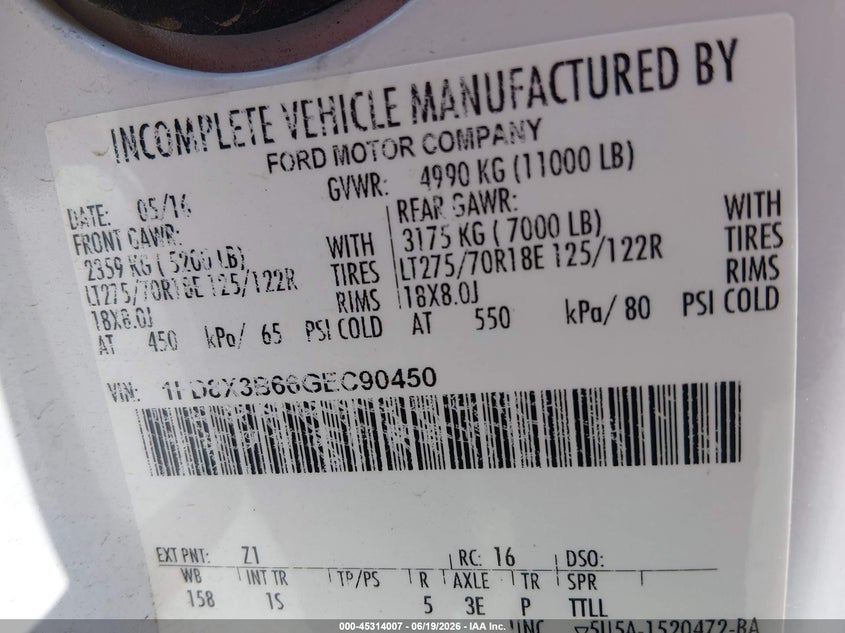 2016 FORD F350 PICKUP N/A