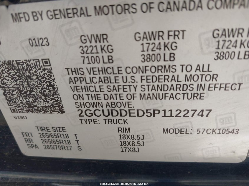 2023 Chevrolet Silverado 5.3 blue Lot 111045314263 Vin 2GCUDDED5P1122747