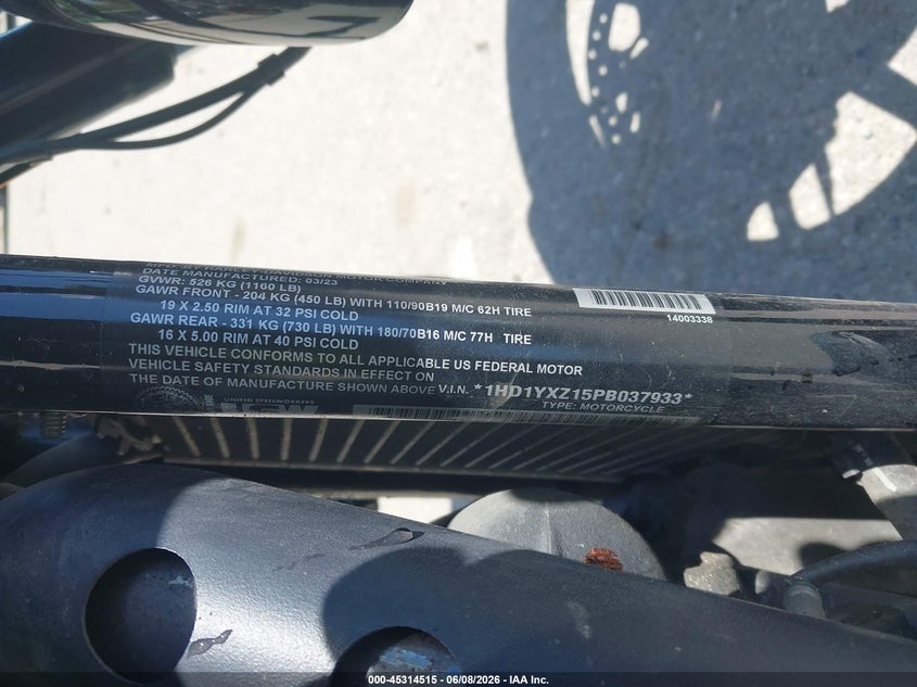 2023 Harley-Davidson Fxlrst VIN: 1HD1YXZ15PB037933 Lot: 45314515