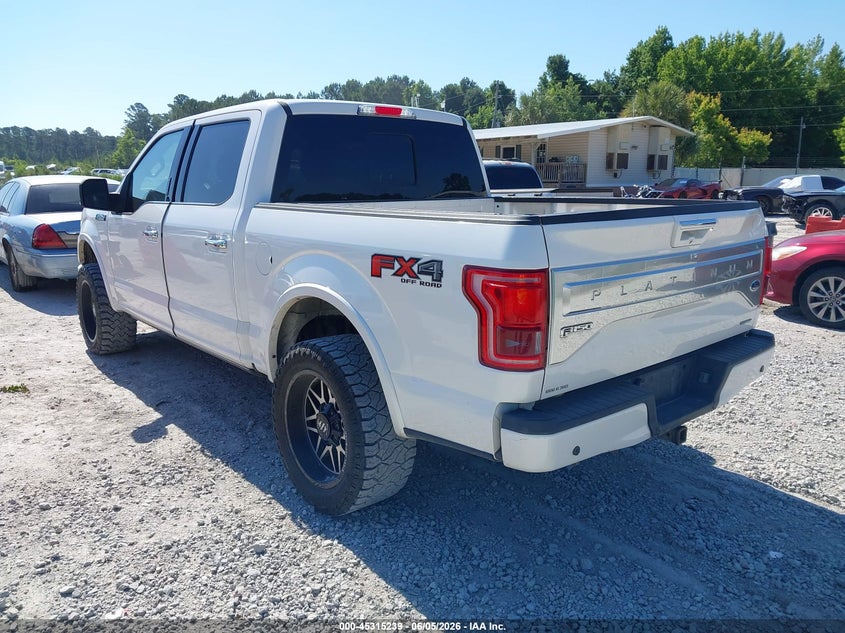 Vin: 1ftew1ef9ffa79116, lot: 45813164, ford f-150 platinum 20153