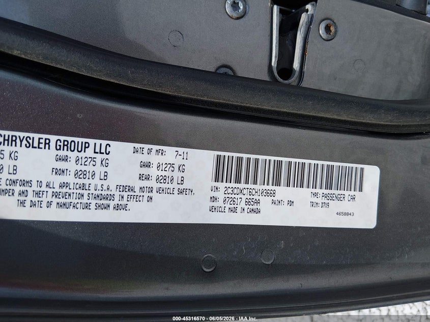 2C3CDXCT6CH103668 2012 Dodge Charger 5.7 R T grey