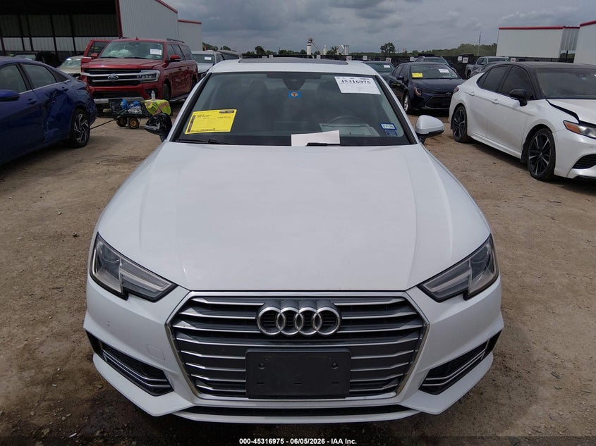 2018 Audi A4 2.0 white Lot 111045316975 Vin WAUKMAF44JN015356