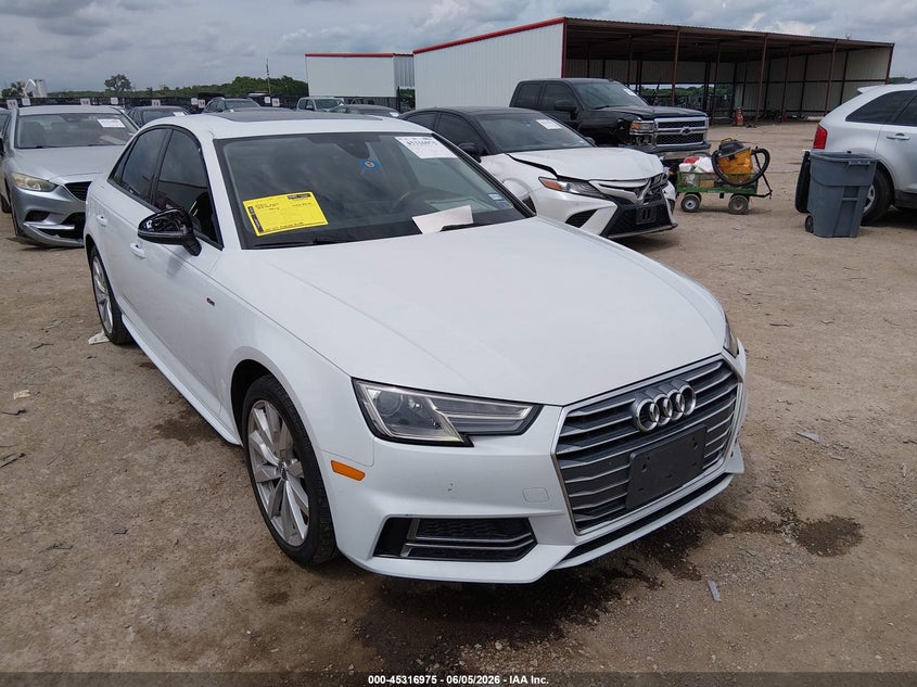 2018 Audi A4 2.0 white Lot 111045316975 Vin WAUKMAF44JN015356